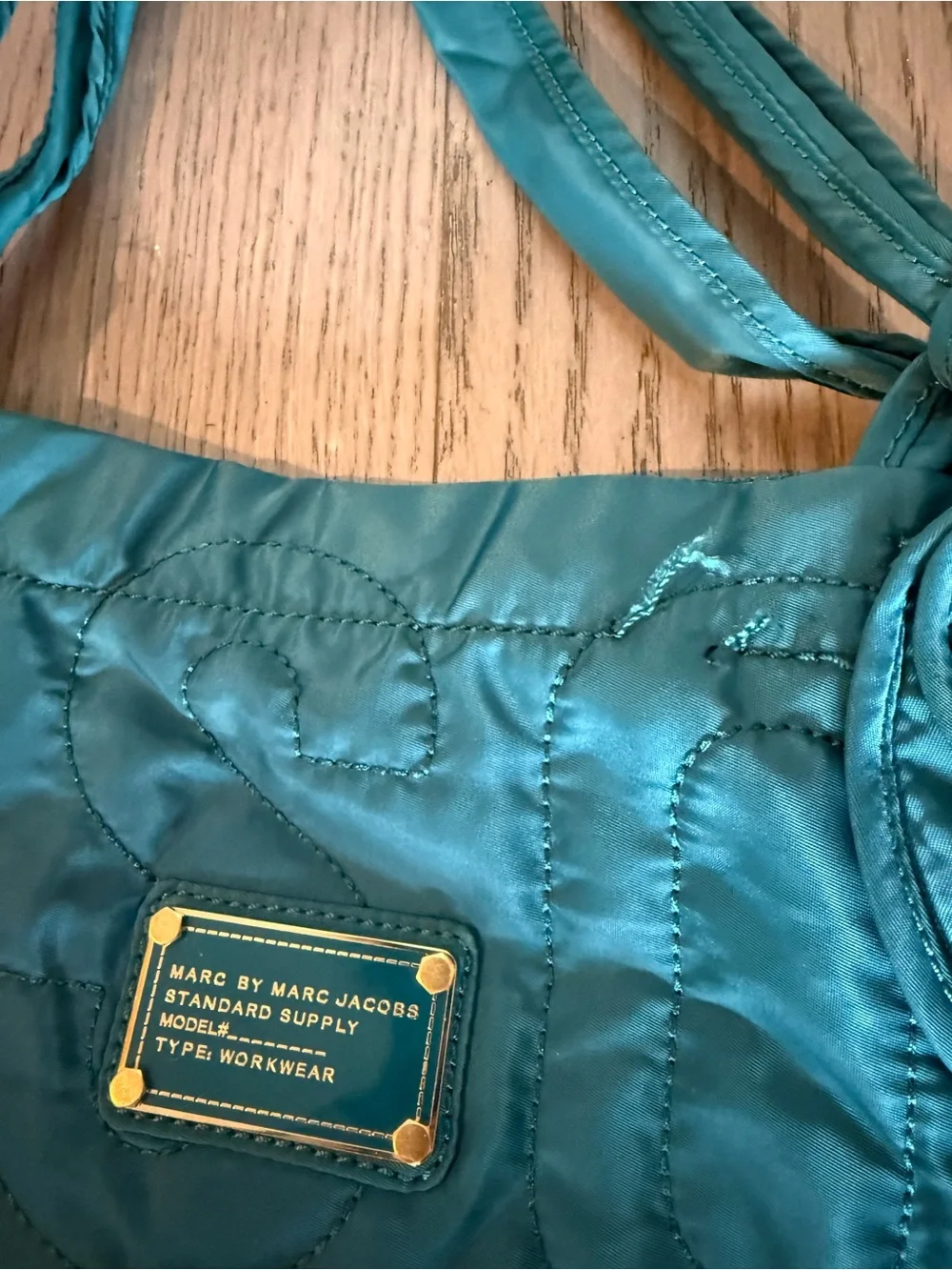 Marc Jacobs Teal Quilted Logo Tote - Picture 5 of 5